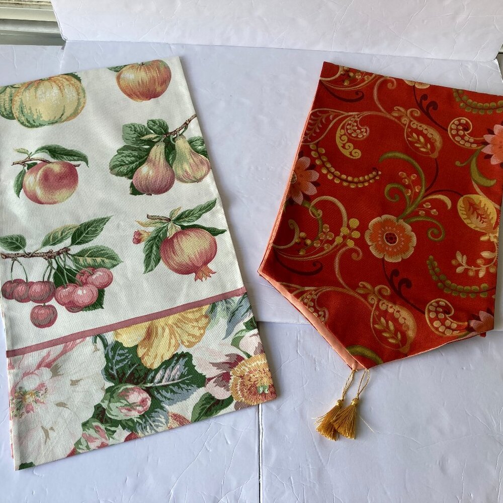 Two Vintage Fabric Table Runners